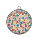 Pendentif Cabochon Argent - pois