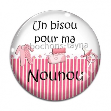Cabochon Verre - un bisous pour ma nounou