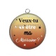 Pendentif Cabochon Argent - veux tu être ma marraine