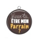 Pendentif Cabochon Argent - veux tu être mon parrain