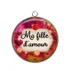 Pendentif Cabochon Argent - ma fille d'amour