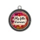 Pendentif Cabochon Argent - ma fille d'amour