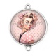 Connecteur Cabochon Argent - pin up