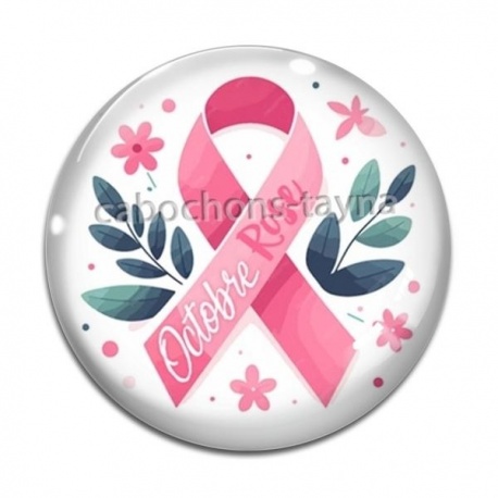 Cabochon Verre - octobre rose