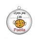 Pendentif Cabochon Argent - j'peux pas j'ai paëlla