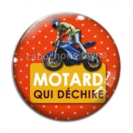 Cabochon Verre - motard qui déchire