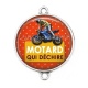 Connecteur Cabochon Argent - motard qui déchire