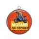 Pendentif Cabochon Argent - motard qui déchire