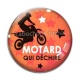 Cabochon Verre - motard qui déchire