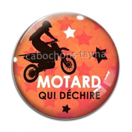 Cabochon Verre - motard qui déchire