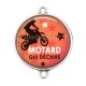 Connecteur Cabochon Argent - motard qui déchire