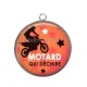 Pendentif Cabochon Argent - motard qui déchire