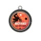 Pendentif Cabochon Argent - motard qui déchire