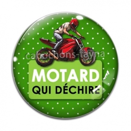 Cabochon Verre - motard qui déchire