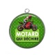 Pendentif Cabochon Argent - motard qui déchire