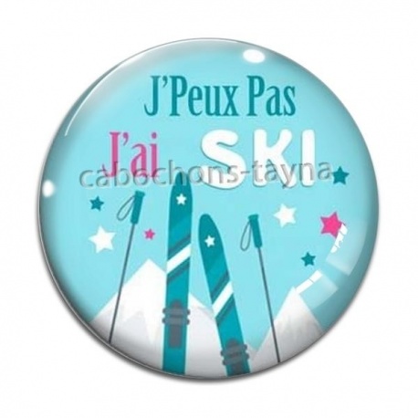Cabochon Verre -  j'peux pas j'ai ski