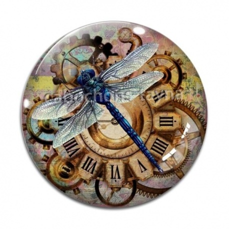 Cabochon Verre - libellule Steampunk