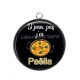 Pendentif Cabochon Argent - j'peux pas j'ai paëlla