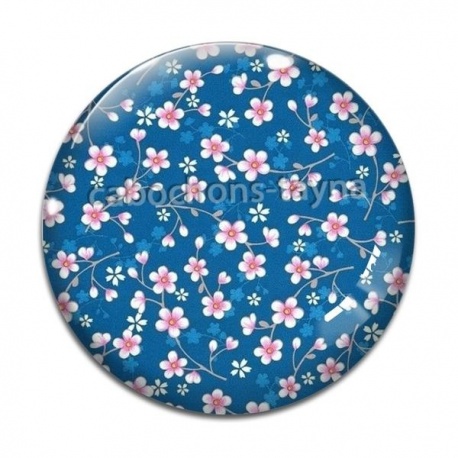 Cabochon Verre - fleur style chinoise