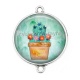 Connecteur Cabochon Argent - cactus