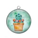 Pendentif Cabochon Argent - cactus
