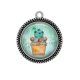 Pendentif Cabochon Argent - cactus