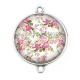 Connecteur Cabochon Argent - fleurs les roses