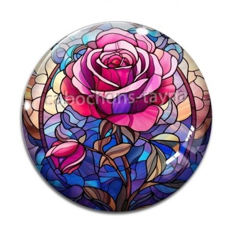 Cabochon Verre - fleur la rose