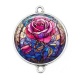 Connecteur Cabochon Argent - fleur la rose