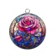 Pendentif Cabochon Argent - fleur la rose