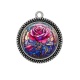 Pendentif Cabochon Argent - fleur la rose