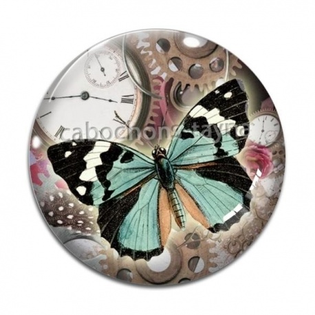 Cabochon Verre - papillon Steampunk