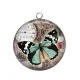 Pendentif Cabochon Argent - papillon Steampunk