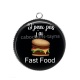 Pendentif Cabochon Argent - j'peux pas j'ai fast food