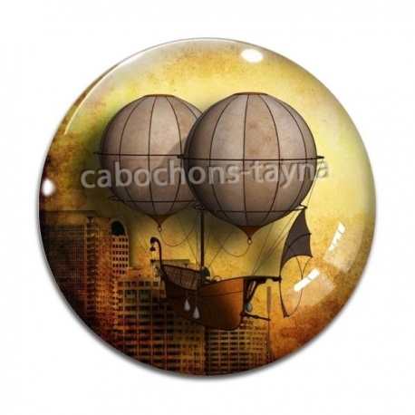 Cabochon Verre - montgolfière Steampunk