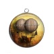 Pendentif Cabochon Argent - montgolfière Steampunk