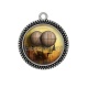 Pendentif Cabochon Argent - montgolfière Steampunk