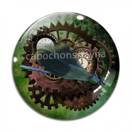 Cabochon Verre - Steampunk pendule libellule
