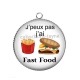 Pendentif Cabochon Argent - j'peux pas j'ai fast food