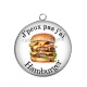 Pendentif Cabochon Argent - j'peux pas j'ai hamburger
