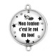 Connecteur Cabochon Argent - mon tonton c'est le roi du foot