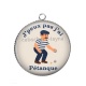 Pendentif Cabochon Argent - j'peux pas j'ai pétanque