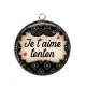 Pendentif Cabochon Argent - je t'aime tonton