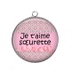 Pendentif Cabochon Argent -  je t'aime soeurette
