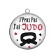 Pendentif Cabochon Argent - j'peux pas j'ai judo
