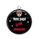 Pendentif Cabochon Argent - mon papi il est chouette