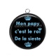 Pendentif Cabochon Argent - mon papy c'est le roi de la sieste