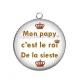 Pendentif Cabochon Argent - mon papy c'est le roi de la sieste