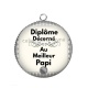 Pendentif Cabochon Argent - diplôme décerné au meilleur papi