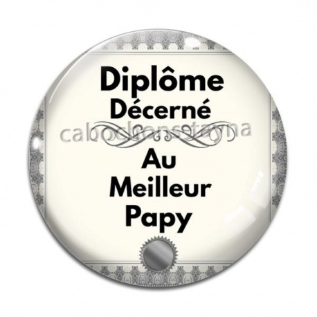 Cabochon Verre - diplôme décerné au meilleur papy